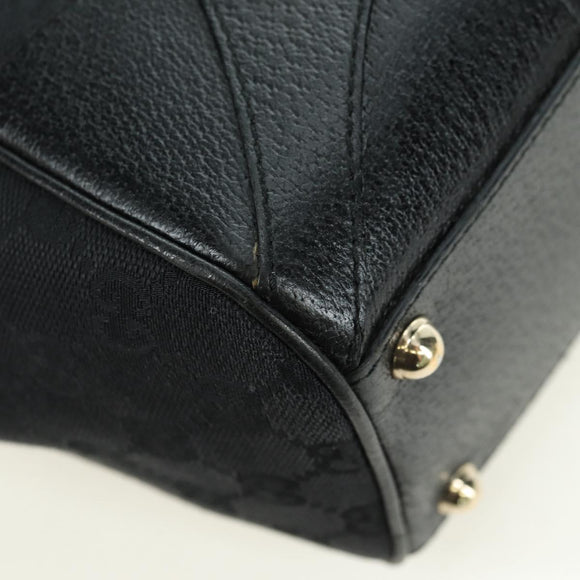 GUCCI GG Canvas Jackie Shoulder Bag Black Gold 124407 Auth 175128V