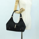 GUCCI GG Canvas Jackie Shoulder Bag Black Gold 124407 Auth 175128V-24
