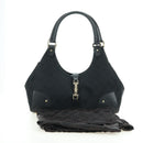 GUCCI GG Canvas Jackie Shoulder Bag Black Gold 124407 Auth 175128V-12