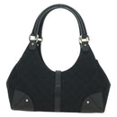 GUCCI GG Canvas Jackie Shoulder Bag Black Gold 124407 Auth 175128V-2
