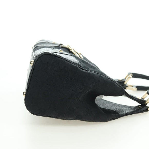 GUCCI GG Canvas Jackie Shoulder Bag Black Gold 124407 Auth 175128V