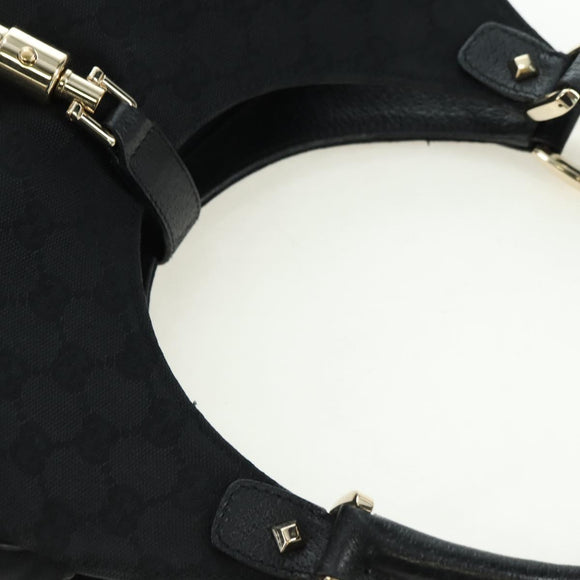 GUCCI GG Canvas Jackie Shoulder Bag Black Gold 124407 Auth 175128V