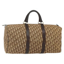 Christian Dior Trotter Canvas Boston Bag Brown Gold Auth 175130-1
