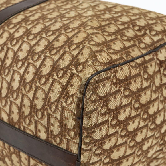 Christian Dior Trotter Canvas Boston Bag Brown Gold Auth 175130