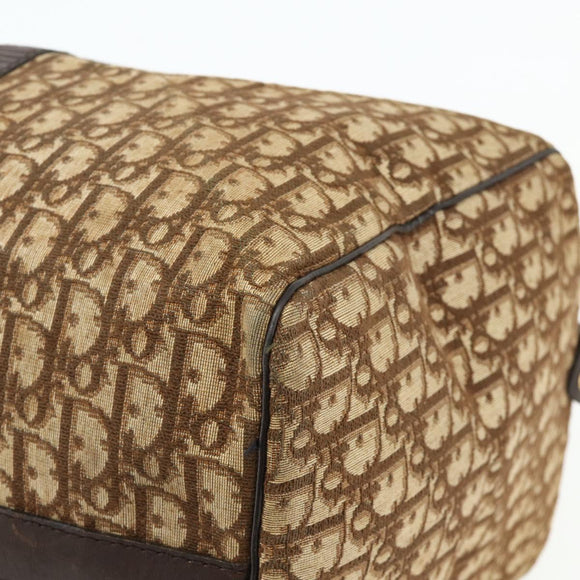 Christian Dior Trotter Canvas Boston Bag Brown Gold Auth 175130