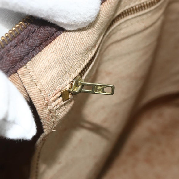 Christian Dior Trotter Canvas Boston Bag Brown Gold Auth 175130