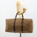 Christian Dior Trotter Canvas Boston Bag Brown Gold Auth 175130-20