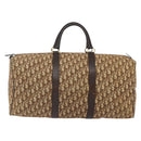 Christian Dior Trotter Canvas Boston Bag Brown Gold Auth 175130-13