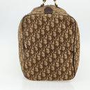 Christian Dior Trotter Canvas Boston Bag Brown Gold Auth 175130-5