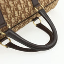 Christian Dior Trotter Canvas Boston Bag Brown Gold Auth 175130-7