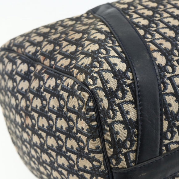 Christian Dior Trotter Canvas Boston Bag Navy Silver Auth 175131