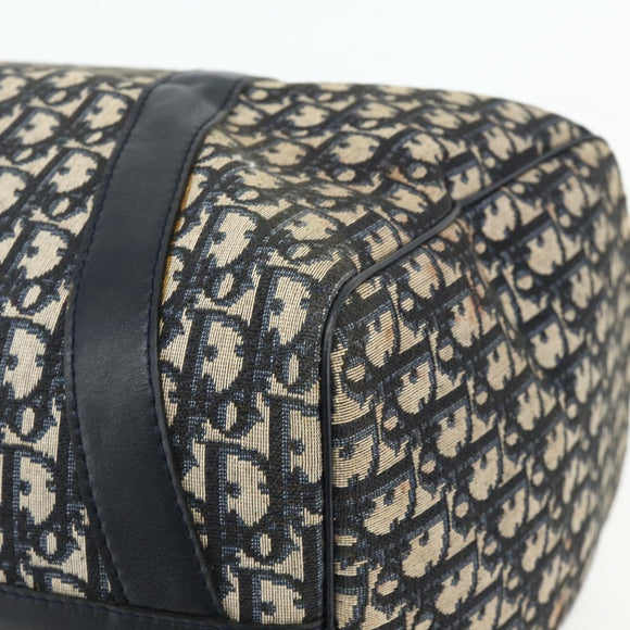 Christian Dior Trotter Canvas Boston Bag Navy Silver Auth 175131