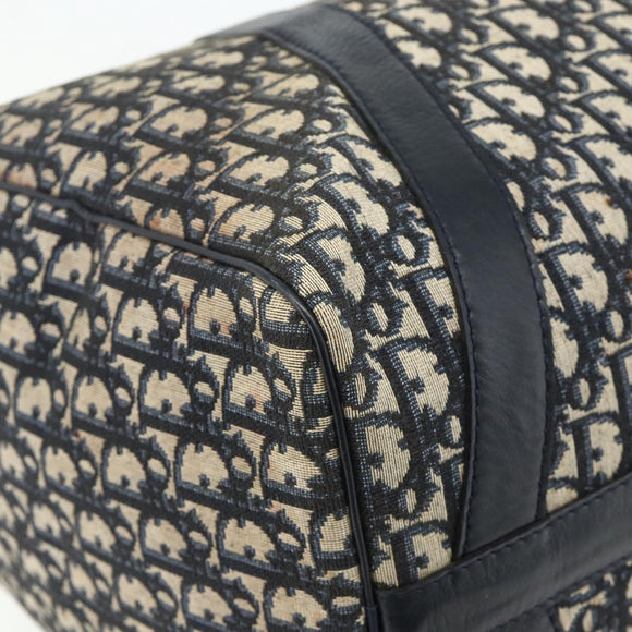 Christian Dior Trotter Canvas Boston Bag Navy Silver Auth 175131