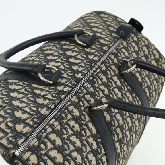 Christian Dior Trotter Canvas Boston Bag Navy Silver Auth 175131