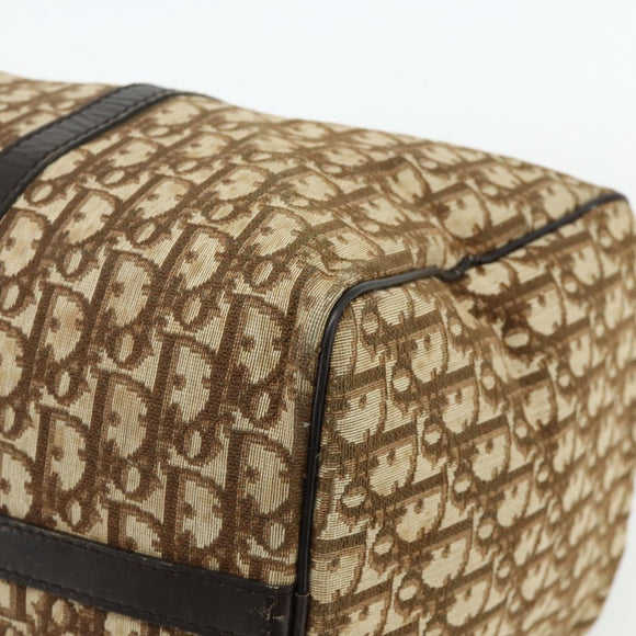 Christian Dior Trotter Canvas Hand Bag Brown Silver Auth 175132