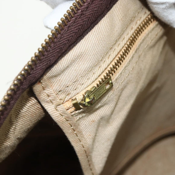 Christian Dior Trotter Canvas Hand Bag Brown Silver Auth 175132