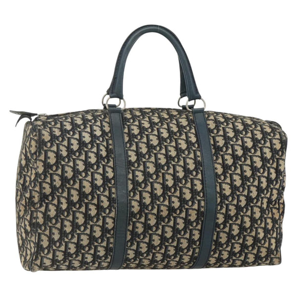 Christian Dior Trotter Canvas Hand Bag Navy Silver Auth 175133