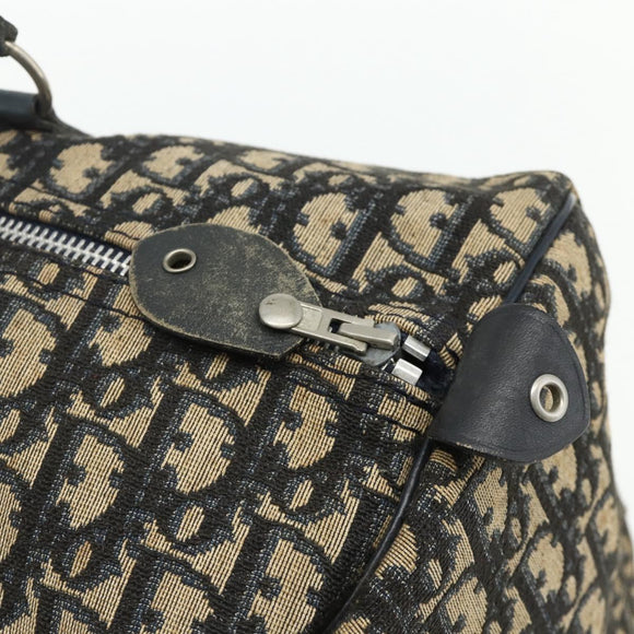 Christian Dior Trotter Canvas Hand Bag Navy Silver Auth 175133
