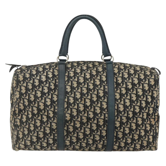 Christian Dior Trotter Canvas Hand Bag Navy Silver Auth 175133