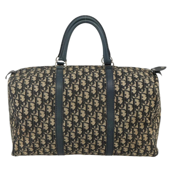 Christian Dior Trotter Canvas Hand Bag Navy Silver Auth 175133