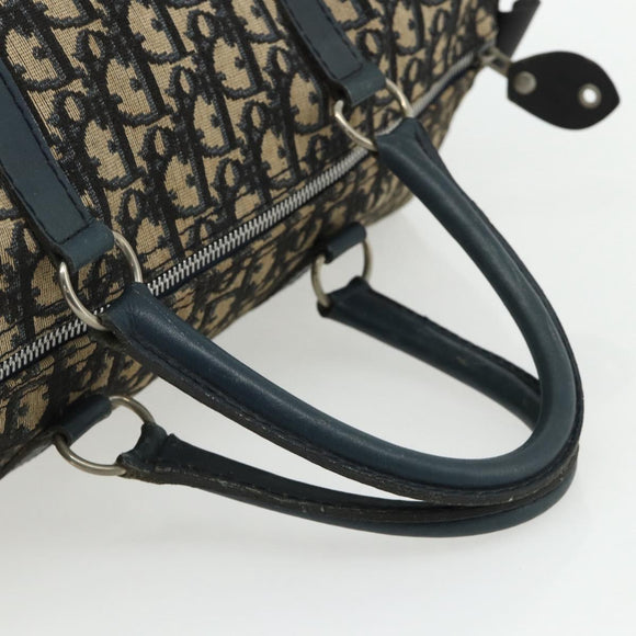 Christian Dior Trotter Canvas Hand Bag Navy Silver Auth 175133