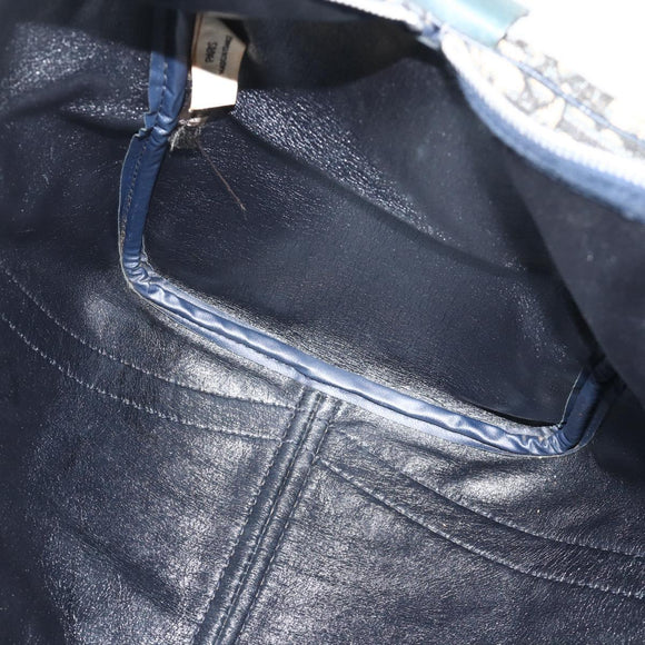 Christian Dior Trotter Canvas Hand Bag Navy Silver Auth 175134