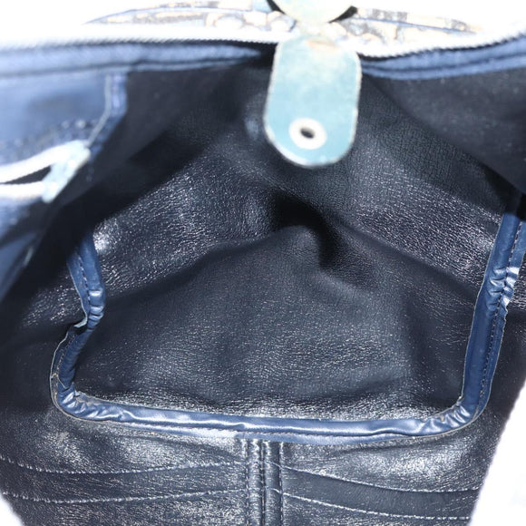 Christian Dior Trotter Canvas Hand Bag Navy Silver Auth 175134