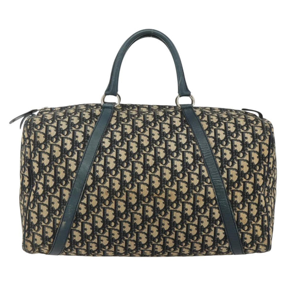Christian Dior Trotter Canvas Hand Bag Navy Silver Auth 175134