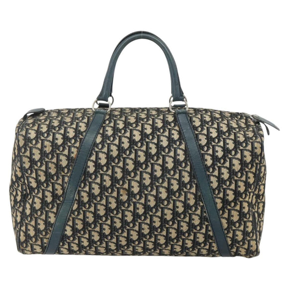 Christian Dior Trotter Canvas Hand Bag Navy Silver Auth 175134