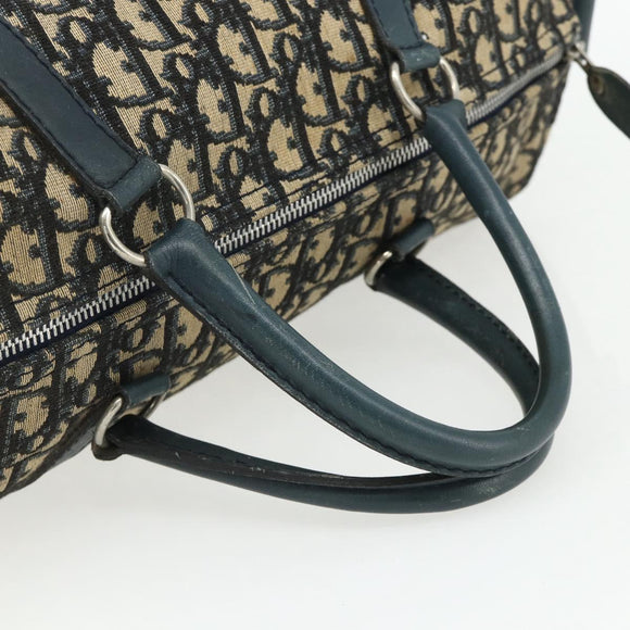 Christian Dior Trotter Canvas Hand Bag Navy Silver Auth 175134