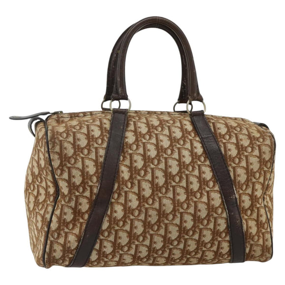 Christian Dior Trotter Canvas Hand Bag Gold Brown Auth 175135