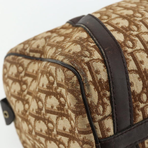 Christian Dior Trotter Canvas Hand Bag Gold Brown Auth 175135