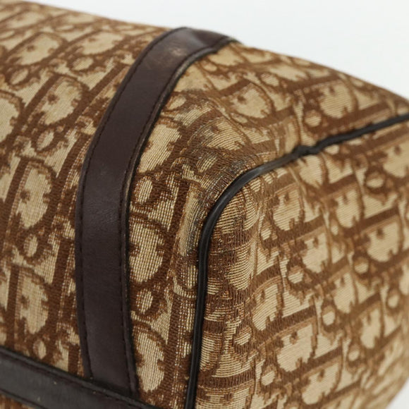 Christian Dior Trotter Canvas Hand Bag Gold Brown Auth 175135