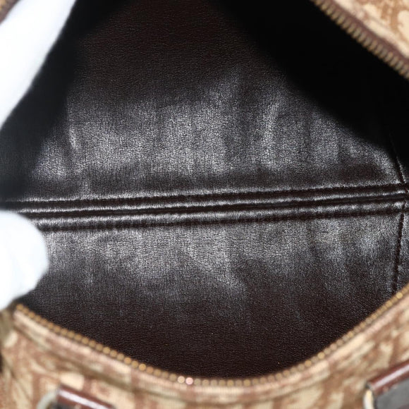 Christian Dior Trotter Canvas Hand Bag Gold Brown Auth 175135
