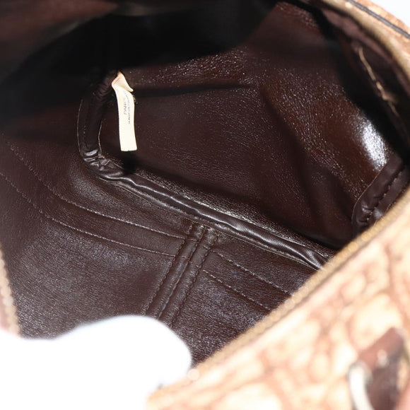 Christian Dior Trotter Canvas Hand Bag Gold Brown Auth 175135