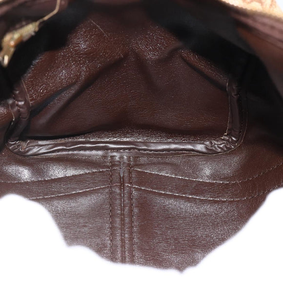 Christian Dior Trotter Canvas Hand Bag Gold Brown Auth 175135