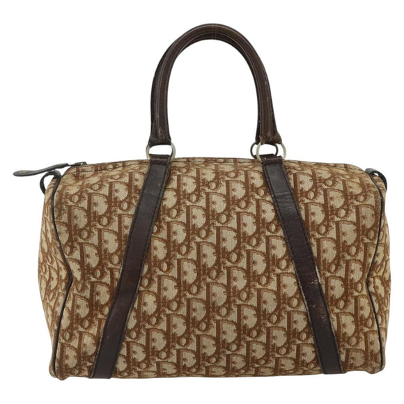 Christian Dior Trotter Canvas Hand Bag Gold Brown Auth 175135