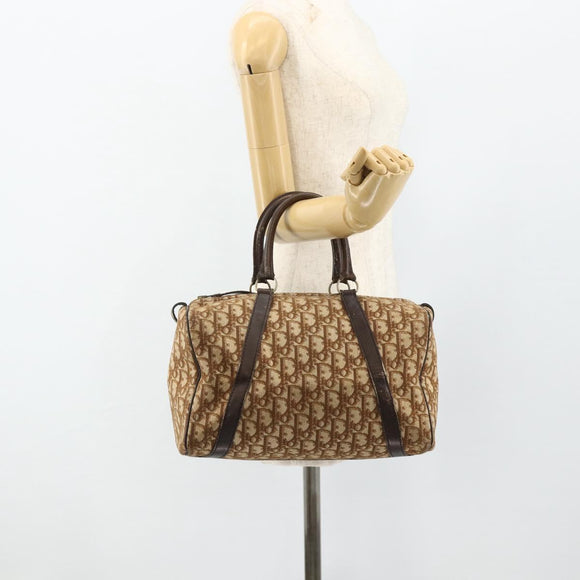 Christian Dior Trotter Canvas Hand Bag Gold Brown Auth 175135