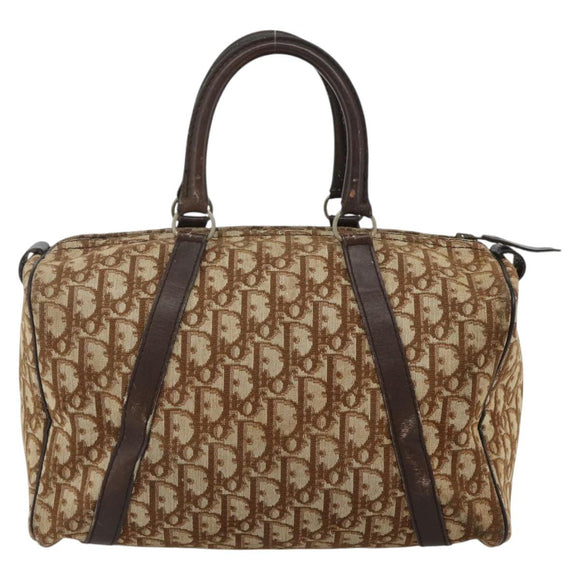 Christian Dior Trotter Canvas Hand Bag Gold Brown Auth 175135
