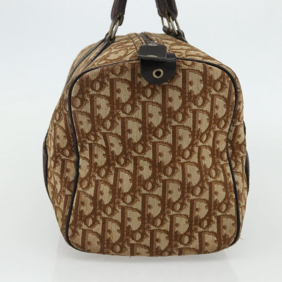 Christian Dior Trotter Canvas Hand Bag Gold Brown Auth 175135