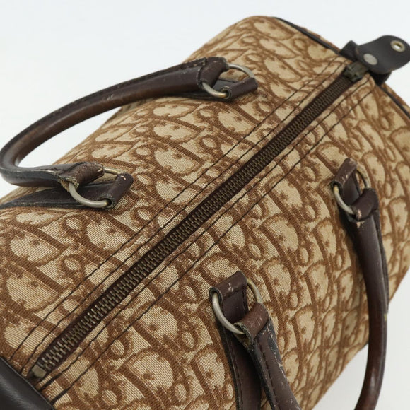 Christian Dior Trotter Canvas Hand Bag Gold Brown Auth 175135