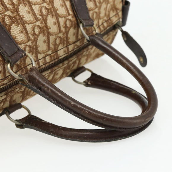 Christian Dior Trotter Canvas Hand Bag Gold Brown Auth 175135