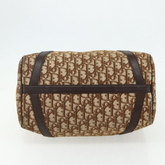 Christian Dior Trotter Canvas Hand Bag Gold Brown Auth 175135