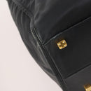 LOEWE Anagram Boston Bag Leather Black Gold Auth 175136-14