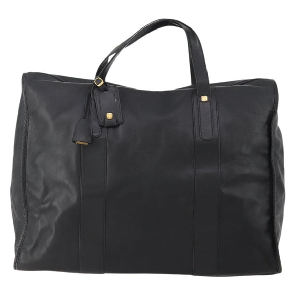 LOEWE Anagram Boston Bag Leather Black Gold Auth 175136