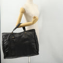 LOEWE Anagram Boston Bag Leather Black Gold Auth 175136-23