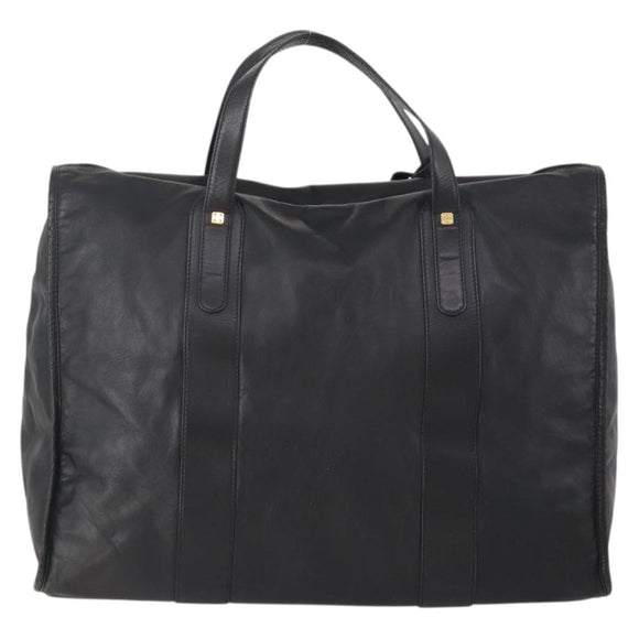 LOEWE Anagram Boston Bag Leather Black Gold Auth 175136