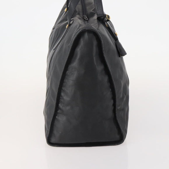 LOEWE Anagram Boston Bag Leather Black Gold Auth 175136