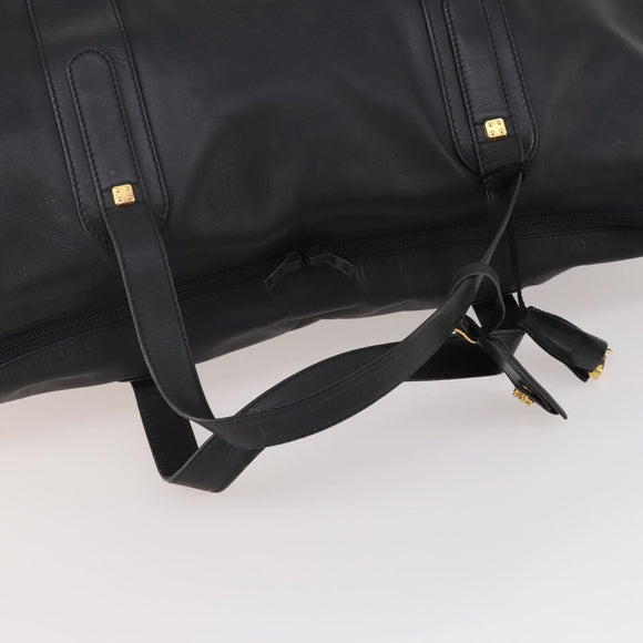 LOEWE Anagram Boston Bag Leather Black Gold Auth 175136