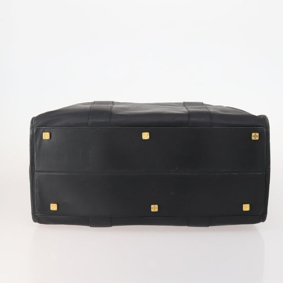 LOEWE Anagram Boston Bag Leather Black Gold Auth 175136